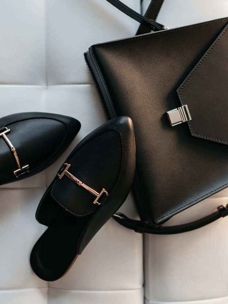 Minimal black fashion accessories selected by ARANEMI